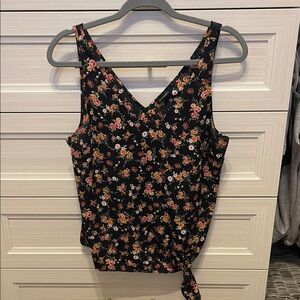 Dynamite Black Floral V-Neck Tie-Side Tank